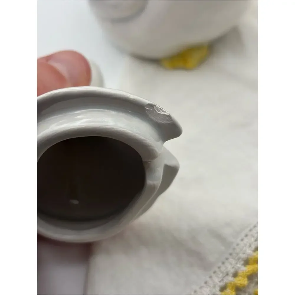 Vintage Otagiri Japan Ceramic White Goose Sugar Bowl with Orange Bow Collar